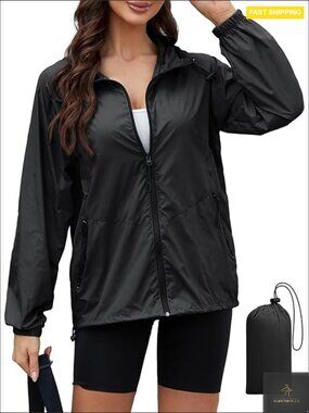 Lightweight Packable Rain Jacket Waterproof Windbreaker Hooded Travel Coat